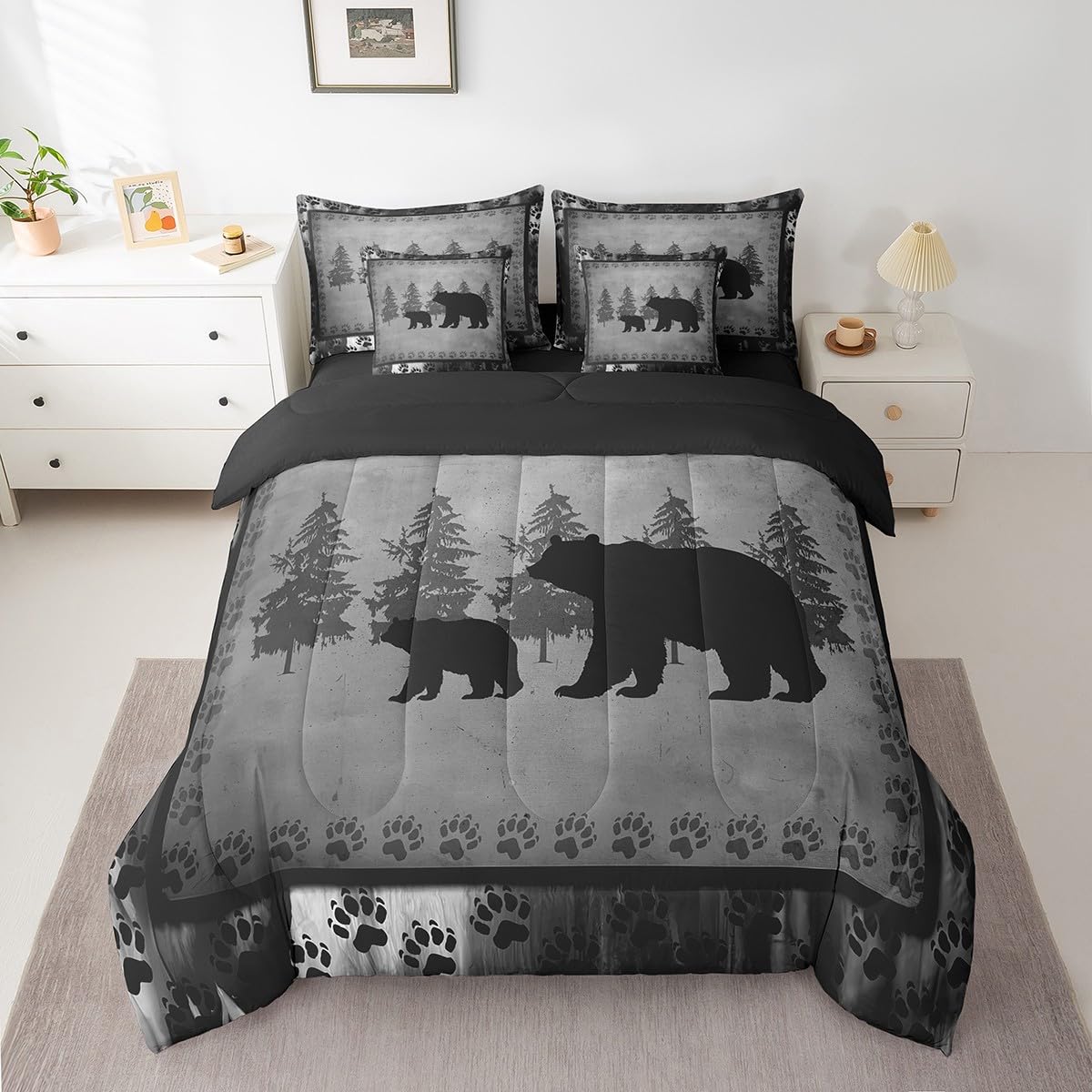 Feelyou Deer Comforter Set with Sheets King Size 7 piece Kids Rustic Deer Hunting Bedding Set Cabin Lodge Deer Bed in a Bag Farmhouse Nature Wildlife Antlers Brown Bed Set