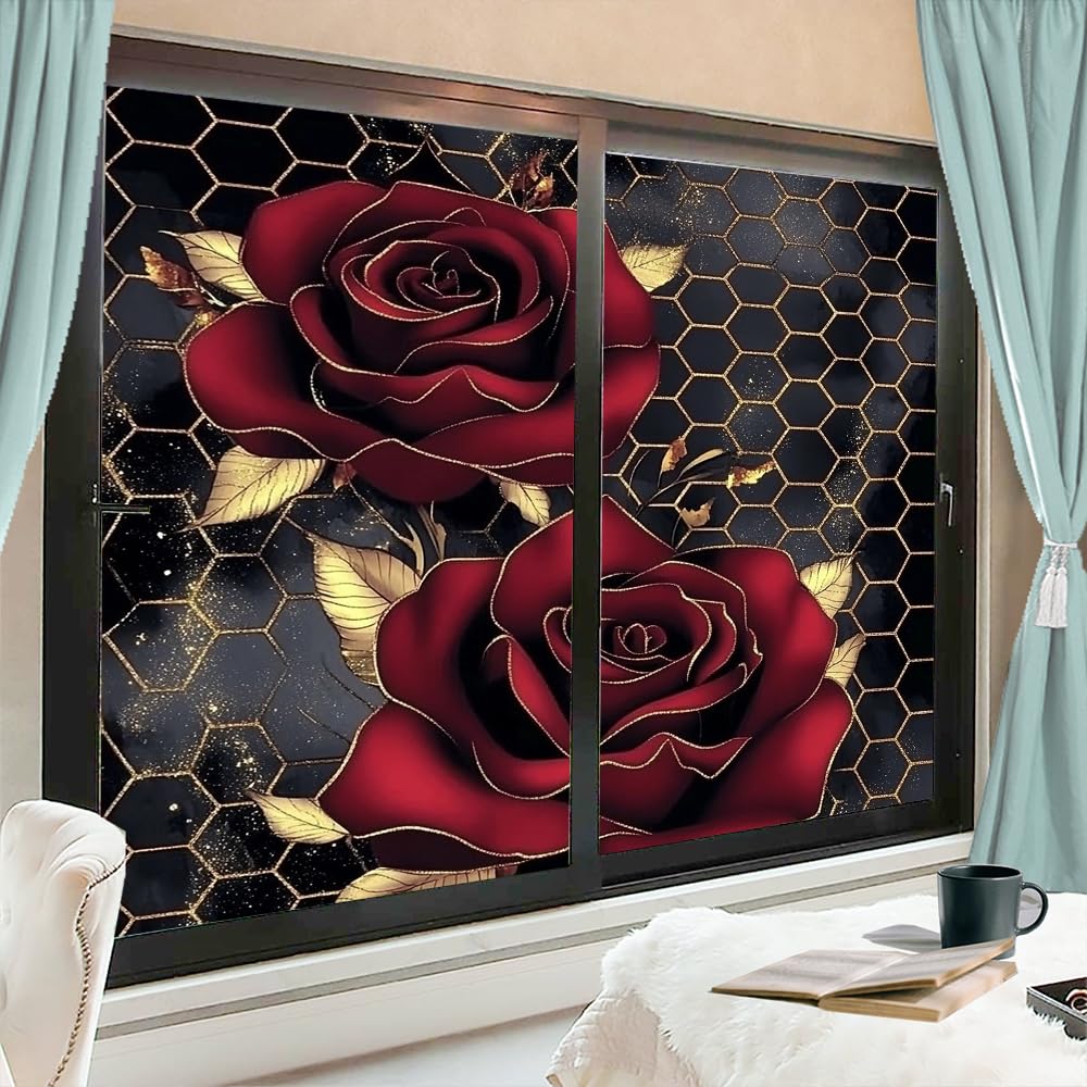 Rustic Animal Stained Glass Window Stickers 31.5Wx47.2L inch x 2pcs