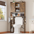 EasyCom 32" W Over The Toilet Storage Cabinet with Adjustable Shelves,Brown