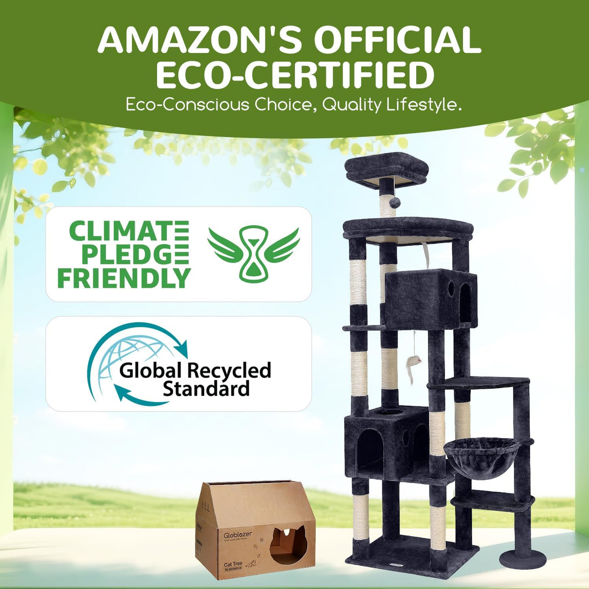 Globlazer Giant Cat Tree for Indoor Large Cats, 83in, F83, Dark Grey