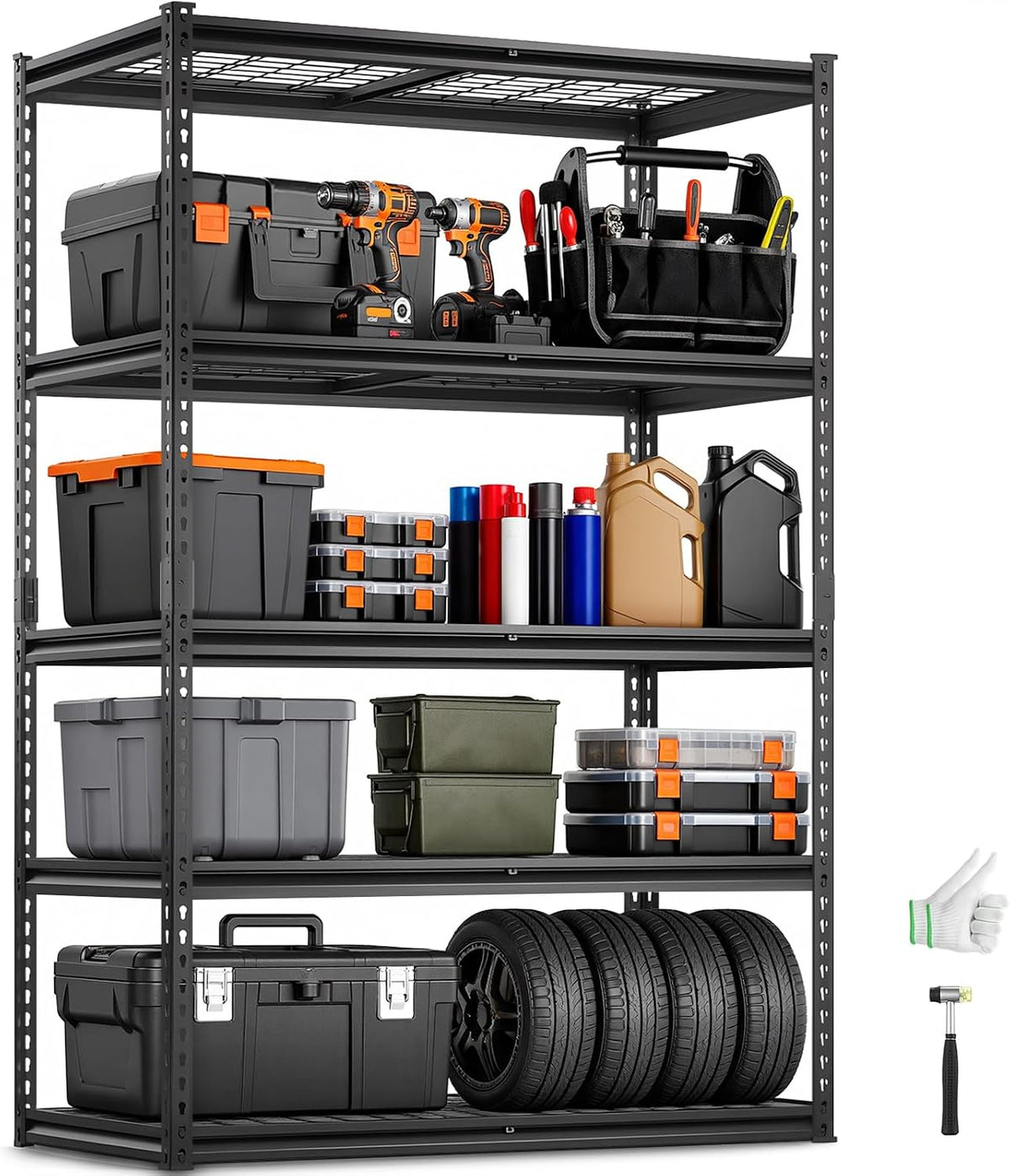 VEVOR Storage Shelves, 3000 lbs, 5 Tier, 24 x 48 x 72 inch Metal Rack Set