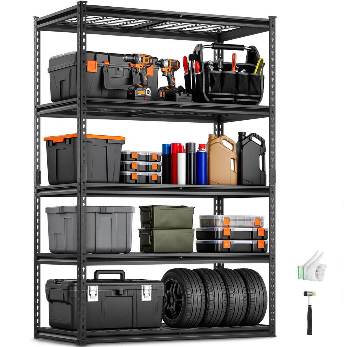 VEVOR Storage Shelves, 3000 lbs, 5 Tier, 24 x 48 x 72 inch Metal Rack Set