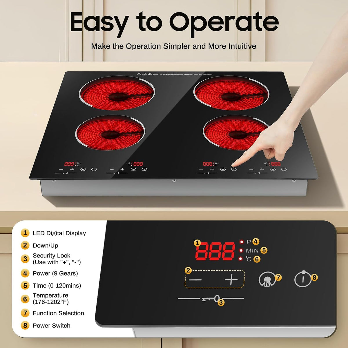 4 Burner Electric Cooktop, Electric Stove Hot Plate Portable Stove Top