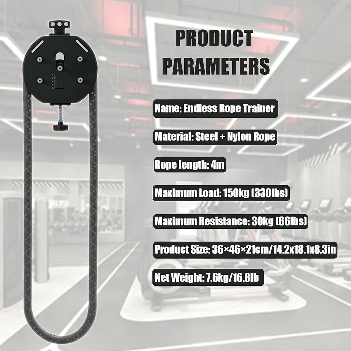 Endless Rope Trainer, Home Gym Equipment, Pulley Cable Machine System With Adjustable Resistance, Portable Rope Exercise System For Home Gym, For Arm, Back & Grip Training