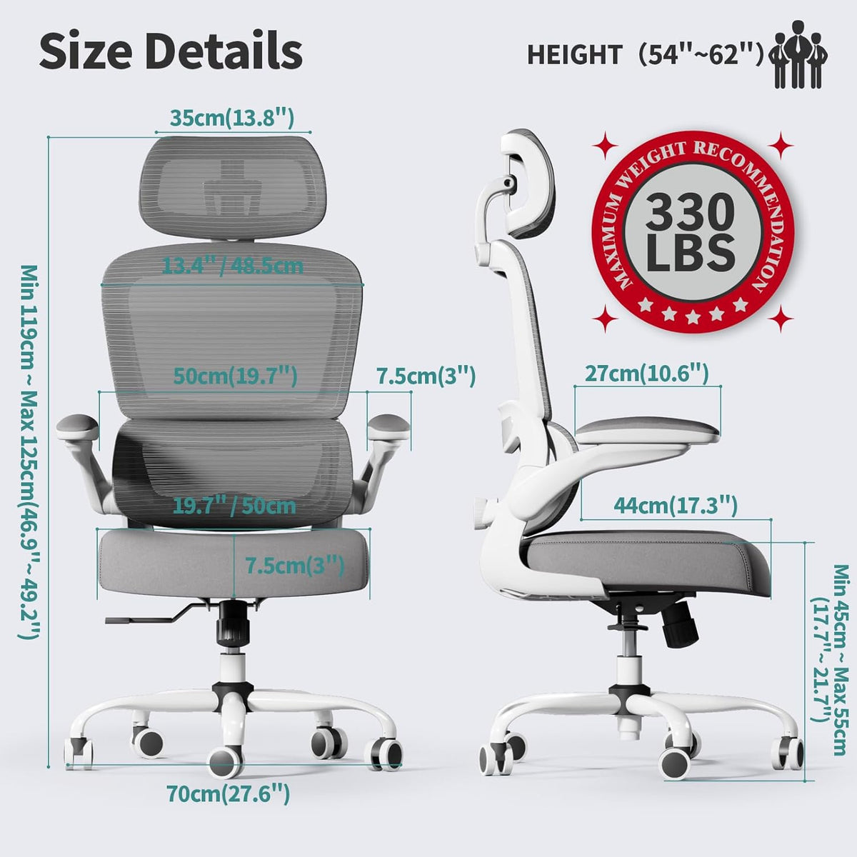 TRALT Office Chair Ergonomic Desk Chair with Lumbar Support White, 1