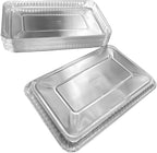 PACTOGO 11" x 7" x .75" Oblong Disposable Aluminum Foil Danish Cake Pans - Shallow Baking Sheets Ideal for Sweets, Cakes, Cookies (Pack of 100)