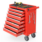 7-Drawer Rolling Tool Chest, Tool Box with 4 Wheels and Drawers, High Capacity Detachable Mobile Tool Storage Cabinet for Garage, Workshop, Mechanics and Repair Room (Black)