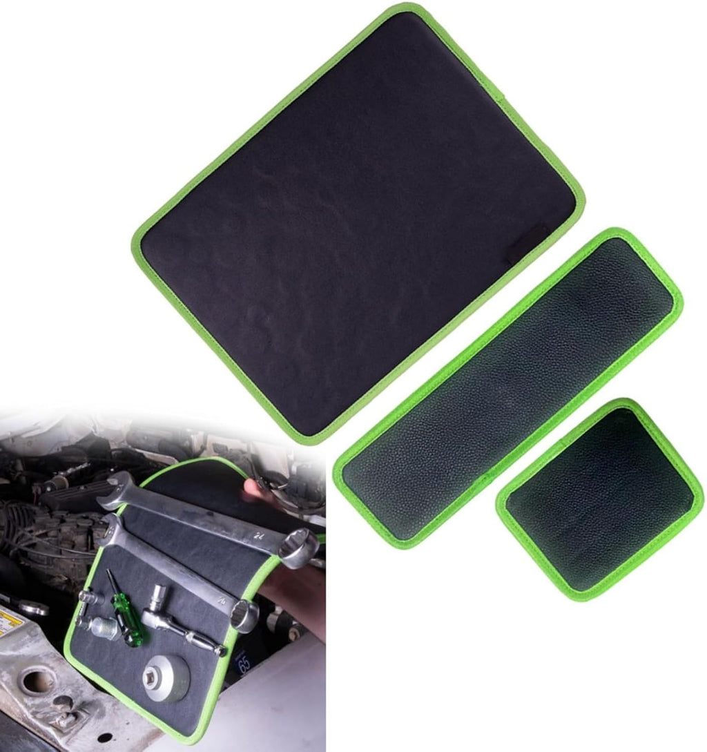 Magnetic Tool Holder Tray Set With Organizer Mat For Car Repair And Workshop Storage，Secure Hold For Small Parts And Tools(3pcs)