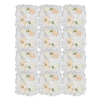 Pink Yellow Flower Wall Panels, Artificial Peony Rose Backdrop, 6Pcs 3D Silk Floral Panels for Wedding Decor, Party Background, Home Wall Decoration (40x60cm)