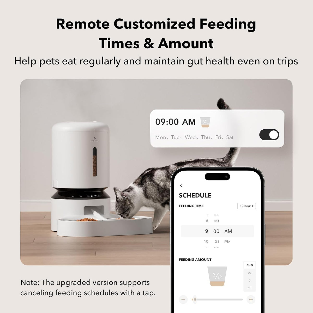 PETLIBRO Automatic Cat Feeder, WiFi Pet Feeder for 2 Cats or Dogs with APP Control, 5L Timed Cat Food Dispenser, Adjustable Meal Splitter, Fresh Food Storage, 10s Meal Call, Stainless Steel Bowls