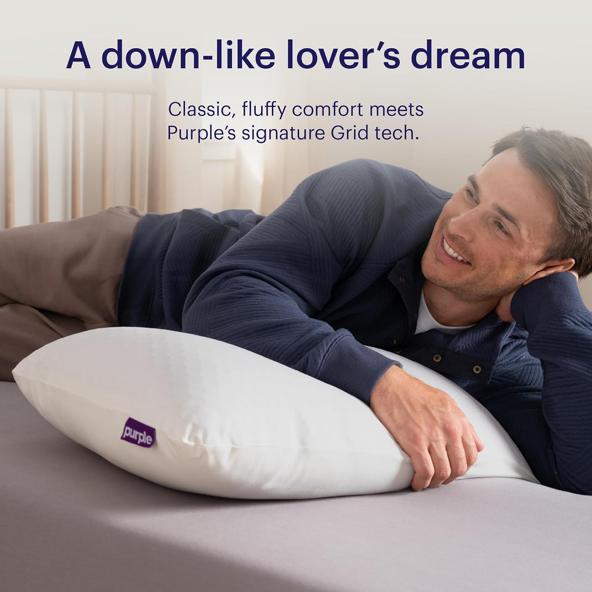 Purple GridCloud Pillow, Standard Size, Cooling Plush Neck Pillow