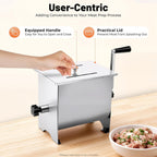 Commercial Manual Meat Mixer 20 Lbs Free Standing Stainless Steel Meat Mixer 1.02 x 8.86 x 12.32in Commercial Manual Meat Grinder with Handle for Homes Restaurants Kitchens Canteens