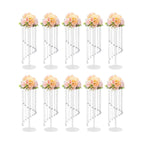 Wedding Centerpieces Silver Vases,10PCS Metal Flower Candle Holder with Sparkling Crystal Beads,Crystal Flower Vase Metal Flowers Stand for Party Tables Decorations (10PCS-Sliver-3)