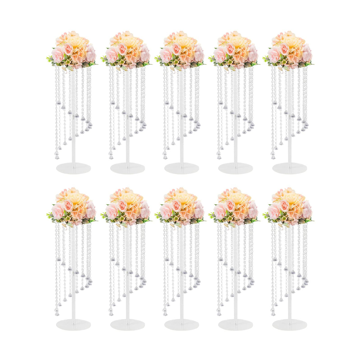 Wedding Centerpieces Gold Vases,10PCS Metal Flower Candle Holder,Wedding Vase for Tables,Crystal Flower Vase Metal Flowers Stand for Party Tables Decorations