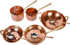 Pure cooper Cookware Set 10 Piece Set with Serving Spoon (Copper Sauce Pan Set | Copper Kadhai Set | Fry Pan) with Brass Handle for Cooking Purpose