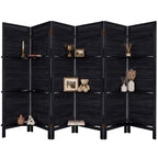 TEAKMAMA Room Divider, Room Divider with Shelves, 4 Panel,Distressed White