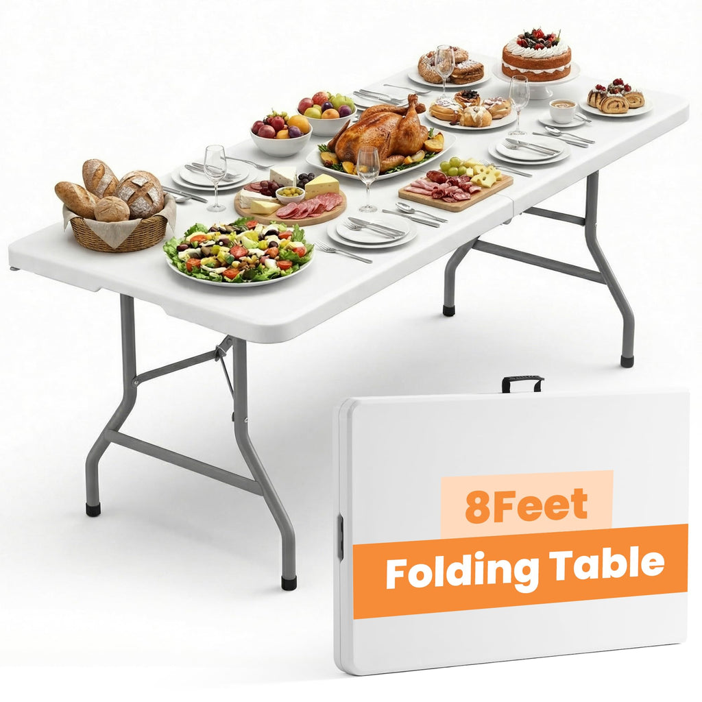 2 Pack Folding Tables 6FT Plastic Utility Foldable Tables, Black