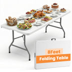 2 Pack Folding Tables 6FT Plastic Utility Foldable Tables, Black