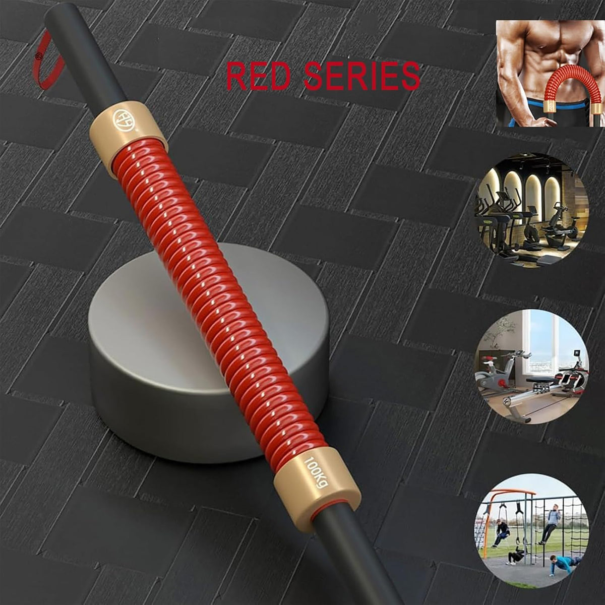 HAOYING Red Power Twister Bar Arm Shoulder Upper Body Chest Builder Strengthener Spring Exercise Bicep Blaster 60 kg - 130 kg