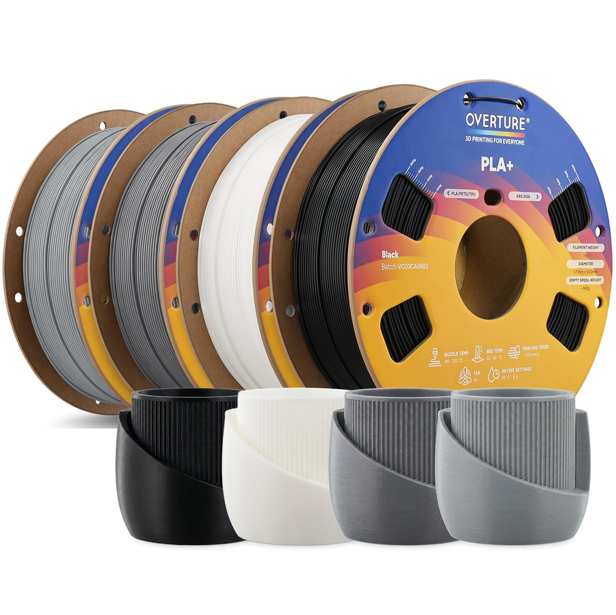 OVERTURE 10KG Bundle High Speed PLA+ 3D Printer Filament 1.75mm