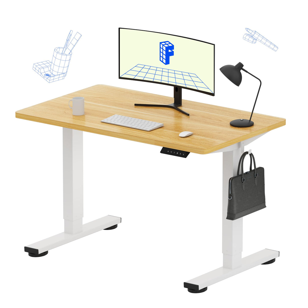 FLEXISPOT EN1 One-Piece Standing Desk, Electric Adjustable with 4 Memory Presets, 176 LBS Capacity, Stable & Quiet, Seamless Desktop for Home Office & Dual Monitors, 48"x24" Black Walnut