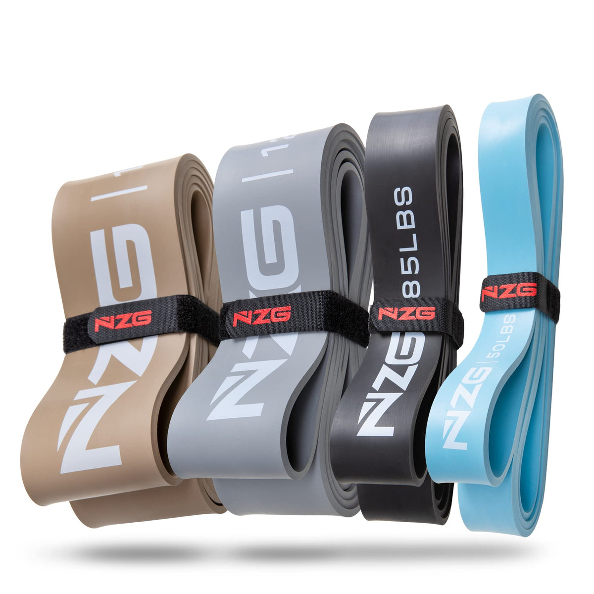 NonZero Gravity 100% Latex-Free Organic Rubber Power Resistance Bands | Compact Durable Hypoallergenic Bands for Strength Training & Workouts | 11 Levels (10 to 140 Lbs)