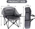 2 Pack Oversized Camping Chair for Adults, Portable Heavy Duty Padded Outdoor Chairs with Phone Pouch and Side Cup Holder for Camping, Fishing, Beach, Sports, Supports 500lbs