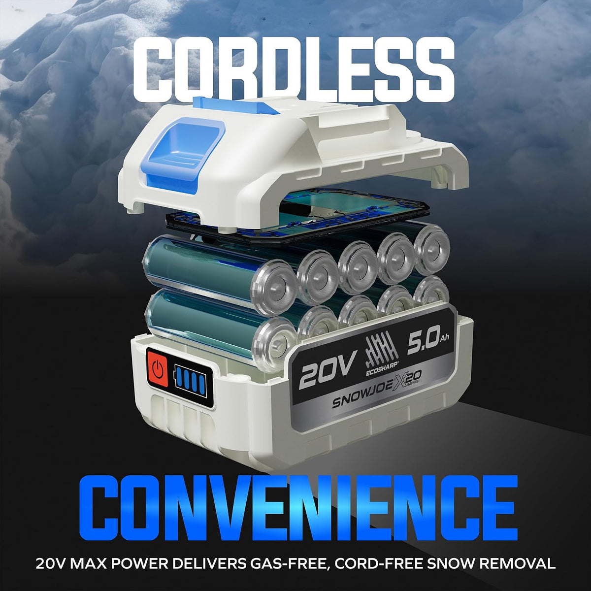 Snow Joe Cordless Electric Snow Shovel with Adjustable Handle, X20-SNOW-5A