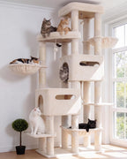Heybly Cat Tree, 74.8'' Spacious & Tall Cat Tower for Large Cats HCT062MJ-1