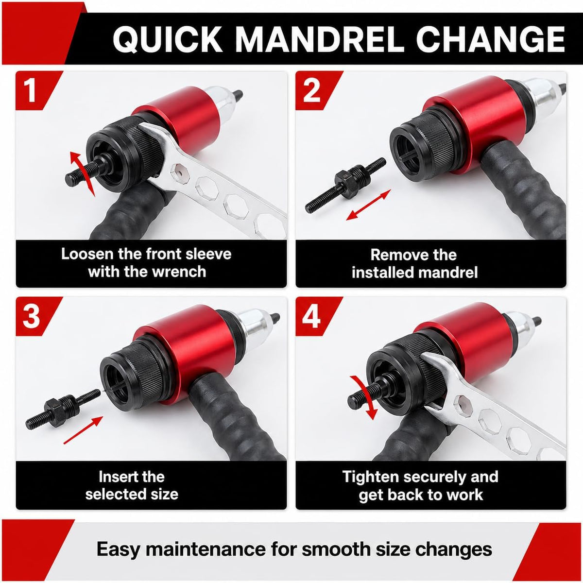 Upgrade M3-M8/M10 Electric Rivet Gun Adapter Kit, Rivet Nut Tool for Cordless Drill, Quick Change Nutsert Setter with Metric Mandrels, Carrying Case for Automotive Metalworking DIY (a-2pcs)