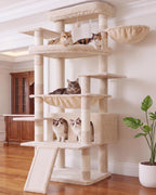 Heybly Cat Tree, 71-Inch-Tall Tower for Indoor Cats with 2 Perches HCT034G