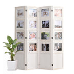 4 Panel Photo Room Divider, Folding Privacy Screen Decorative, White