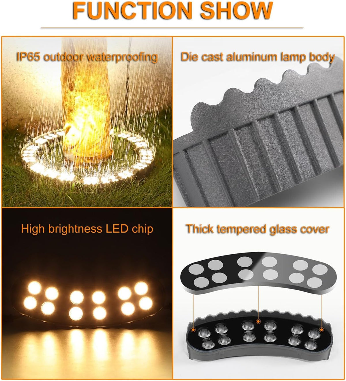 Outdoor Garden Lights, LED Low Voltage Landscape Tree Ring Lights, Palm Tree Lights, IP65 Weatherproof(White Light,Pack of 7)