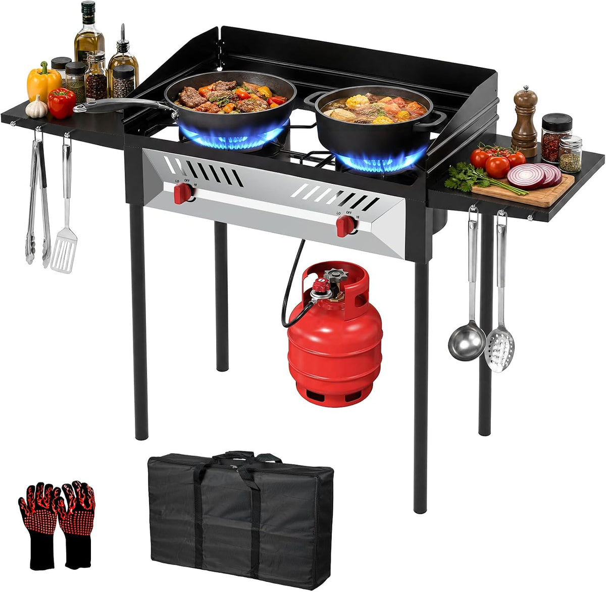 BESTFIRE High Pressure 240k BTU 2 Burner Outdoor Propane Gas Stove