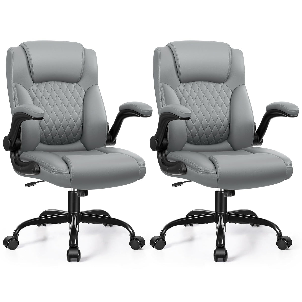 Leather Office Chair, PU Home Computer Desk Chairs with Ergonomic Back Support, 360°Swivel Free，Small Gaming Chair with Wheels and Adjustable Armrests, for Short People Use