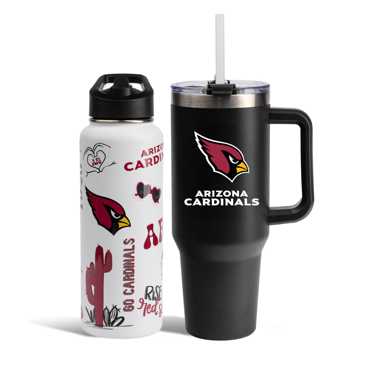 The Memory Company Officially Licensed NFL 2-Pack Stainless Steel Tumbler Set, 34oz Team Spirit Water Bottle & 40oz Game Day Tumbler with Lid and Straw, BPA-Free Materials, Convenient Straw Design