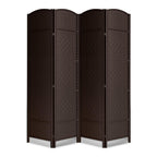 6 Panel Folding Room Divider,Woven Privacy Screen,Light Beige