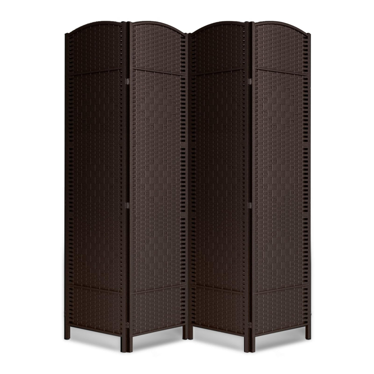 6 Panel Folding Room Divider,Woven Privacy Screen,Light Beige