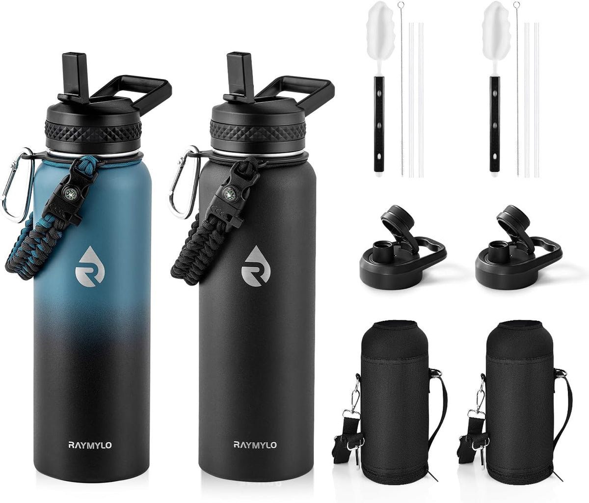 RAYMYLO Insulated Water Bottle 40 oz, Triple Wall Vacuum Stainless Steel