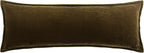 HiEnd Accents Stella Faux Silk Velvet Green Ochre Long Lumbar Pillow