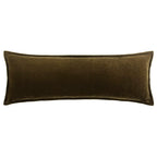 HiEnd Accents Stella Faux Silk Velvet Green Ochre Long Lumbar Pillow
