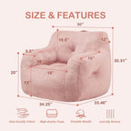 Hobestluk Furry Bean Bag Chair with Arms, Foam Filler for Adult, Pink