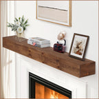 G GOOD GAIN 60'' Fireplace Mantel, 5'' Pine Wood Floating Shelf, DarkWalnut