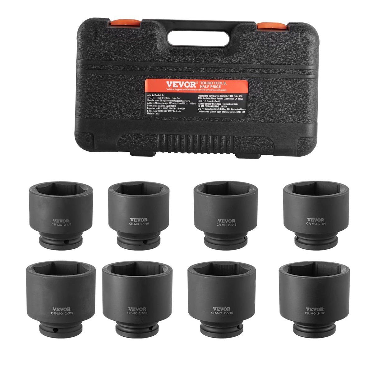 VEVOR 91-Piece 1/2" Drive Impact Socket Set, Deep & Shallow Kit
