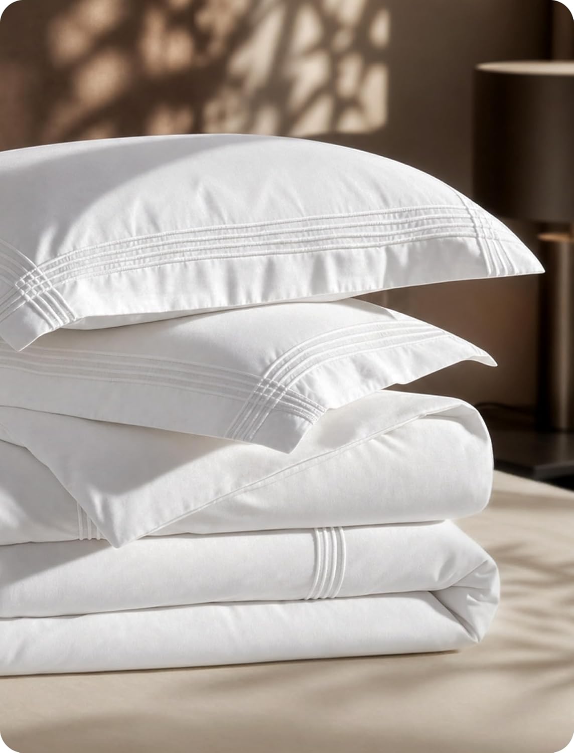 Bedsure PureWoven 100% Cotton Percale Duvet Cover King, Rope Weave, White