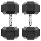 HANDBODE Hex Dumbbell Set of 2, Rubber Encased Fixed Dumbbells, 2.5-65 lb