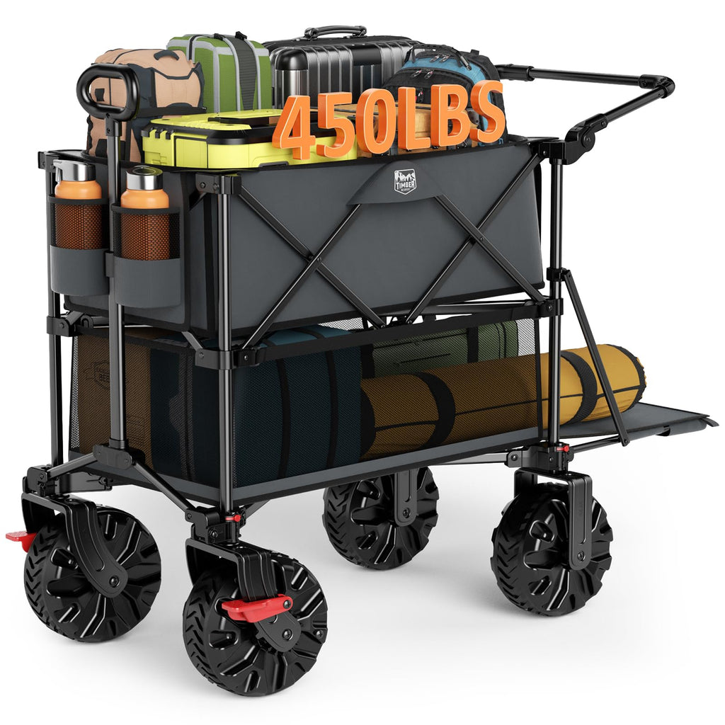 TIMBER RIDGE 400L Folding Double Decker Wagon with Brakes, 54" Extra Long