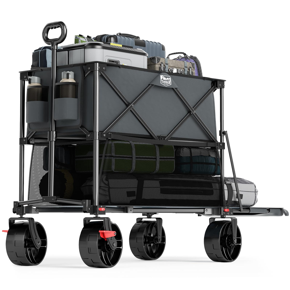 TIMBER RIDGE 400L Folding Double Decker Wagon with Brakes, 54" Extra Long