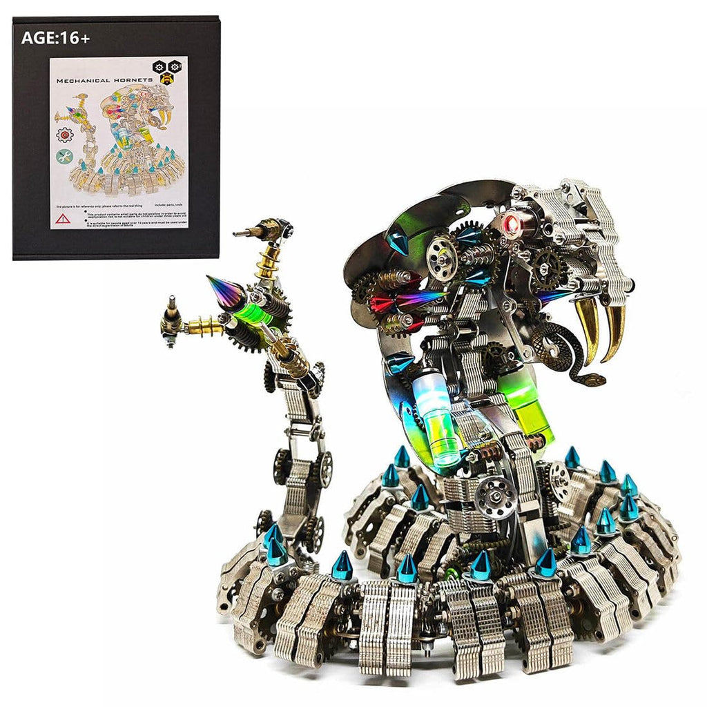 3D Metal Puzzle Dragon Model Kit, 1390PCS DIY Assemble Steampunk Mechanical Intelligential Dragon with Glowing Spine, Creative Handcrafted Metal Art Craft Desktop Display & Decoration for Adults