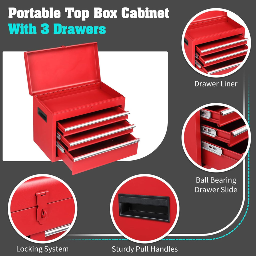 Winado 4-Drawer Rolling Tool Chest, 2-in-1 Large Storage Toolbox, Red